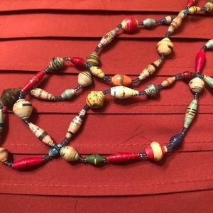 🌸VTG Bead For Life Multi-Colored Paper Bead Necklace
